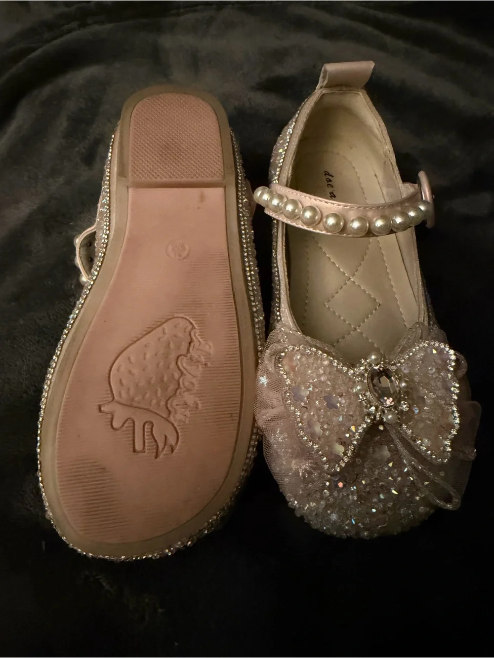 Girls Sparkle Bow Mary Jane Flats - Pink